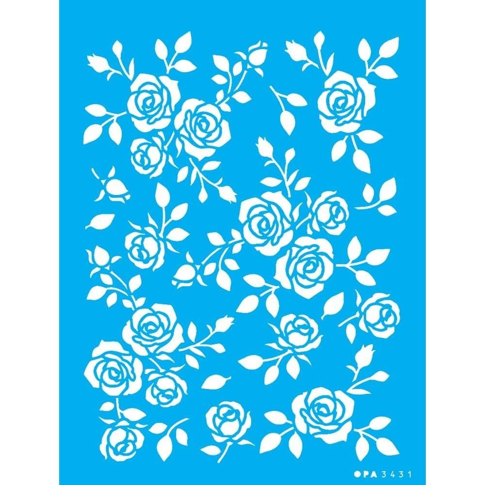Stencil Opa 15 x 20 cm - Estamparia Floral Rosas - 3431