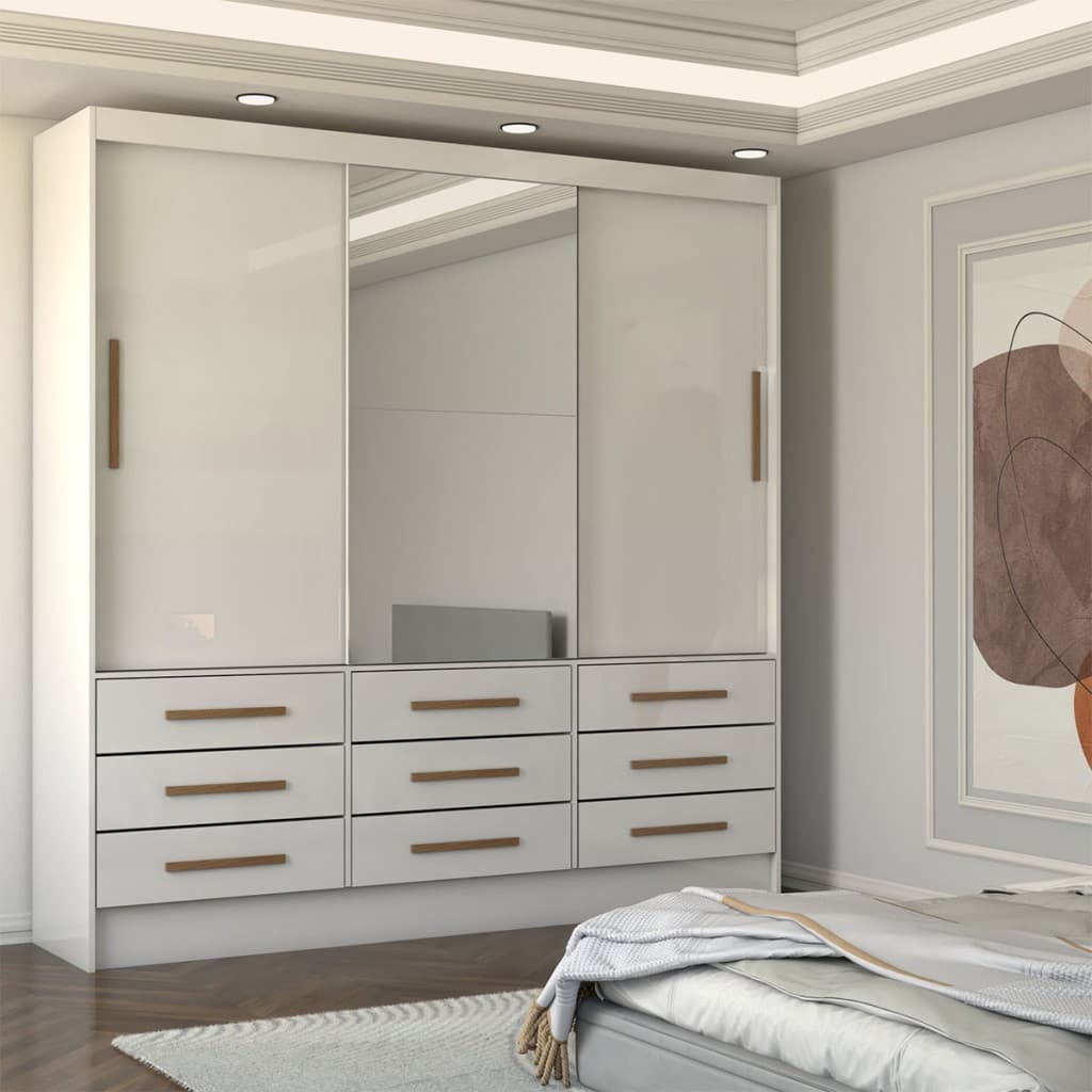 Guarda-Roupa Casal Taylor Plus 3 Portas 9 Gavetas com Espelho - Panorama Móveis