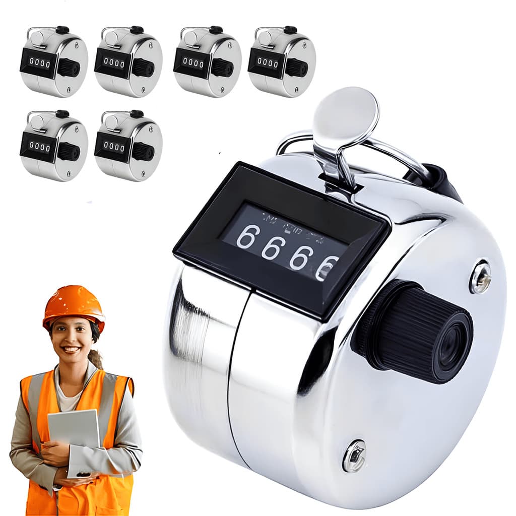 Kit 6 Contador Mecânico 4 Dígitos Volta Manual Botão Pessoas