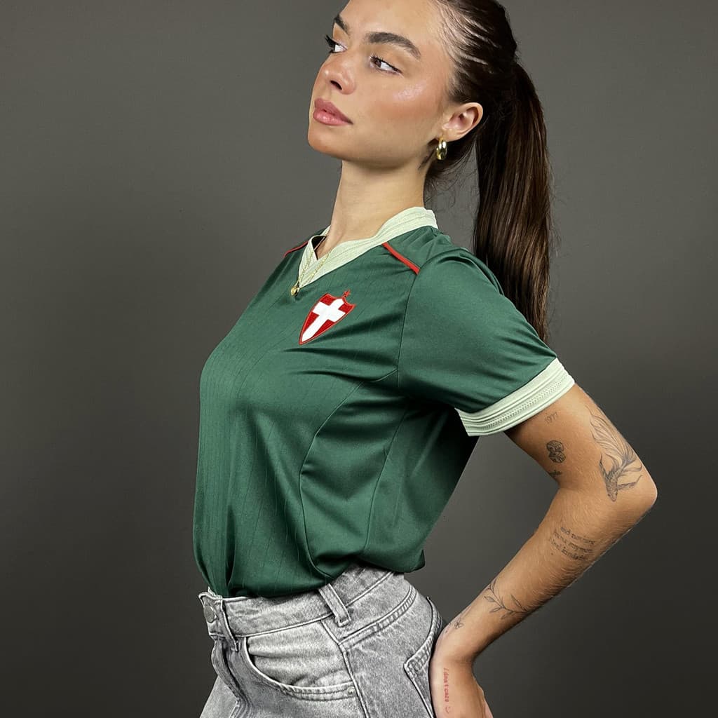 Camisa Palmeiras Retrô 1914 Cruz de Savóia Dry verde Feminina Oficial