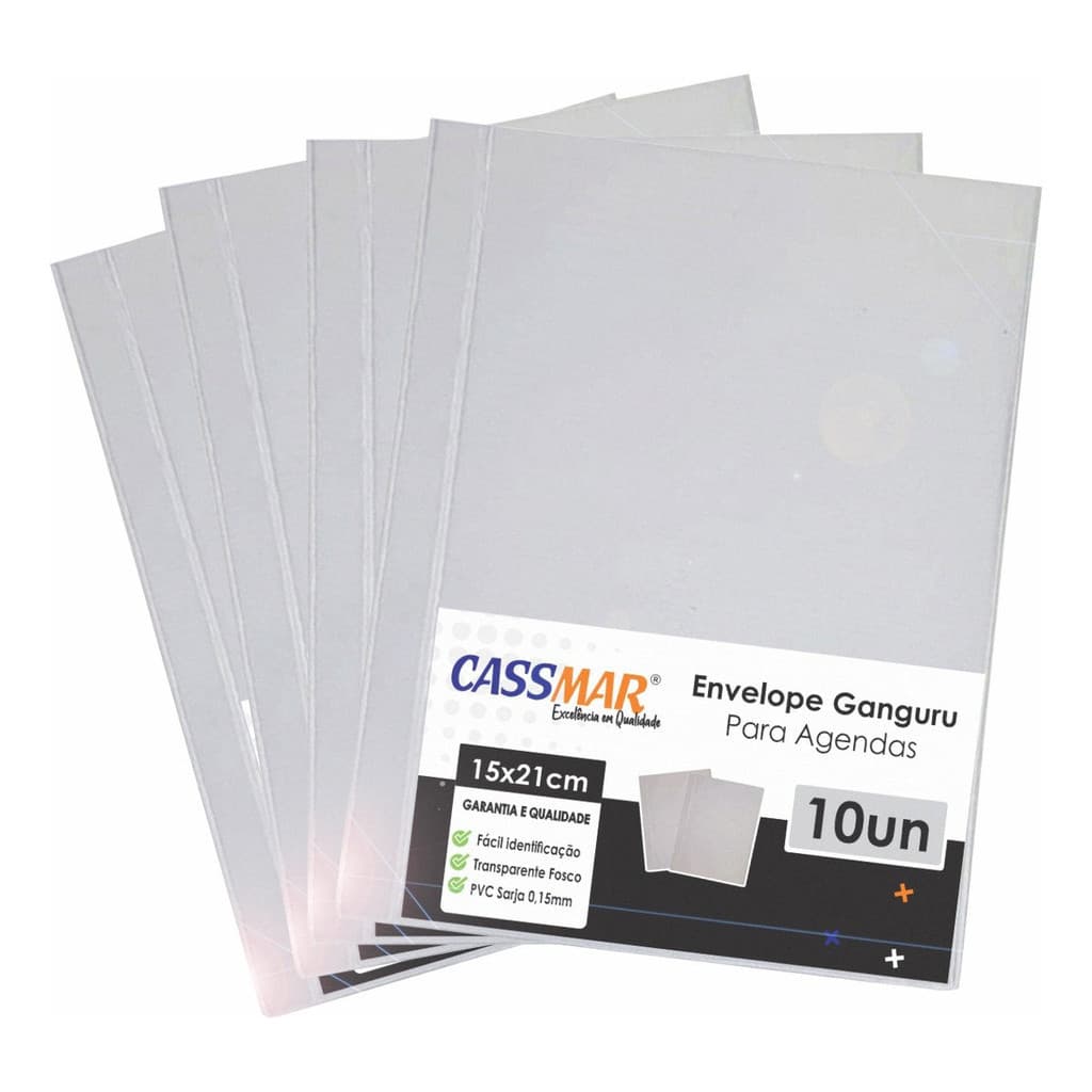 Envelope Canguru Cristal para agenda 15cmx21cm Cassmar 10 Un
