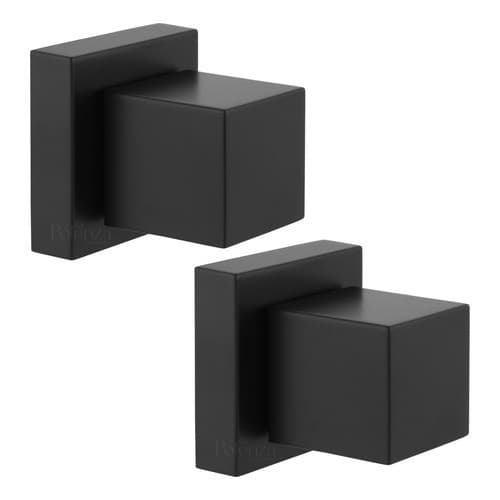 Kit 2 Acabamento de Registro Chuveiro e Geral Quadrado Preto Fosco - Padrão Deca 1/2" e 3/4"