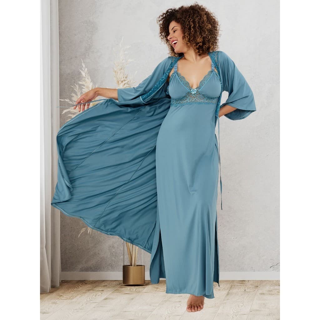 Kit Robe longo e camisola longa amamentação luxo maternidade