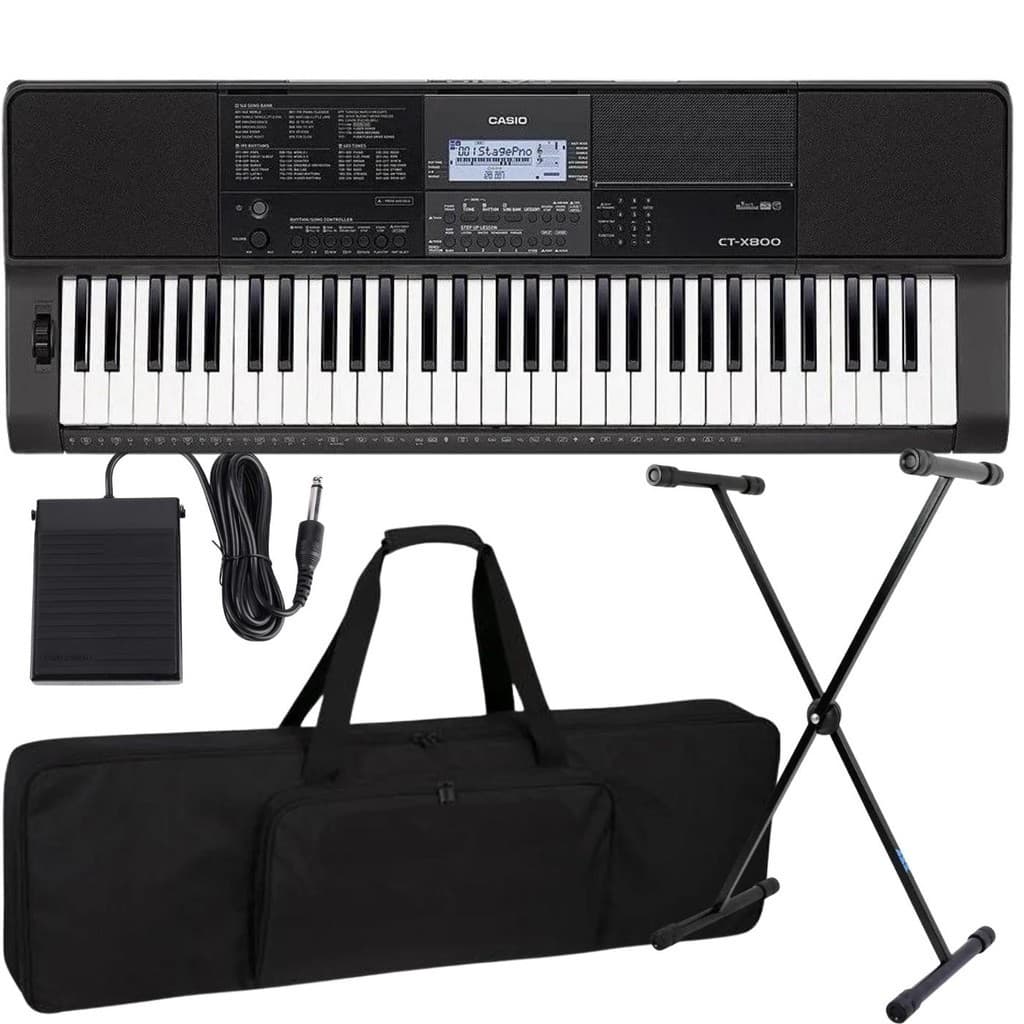 Kit Teclado Musical Casio Ctx800 Teclas Sensitivas Usb + Suporte Capa Pedal