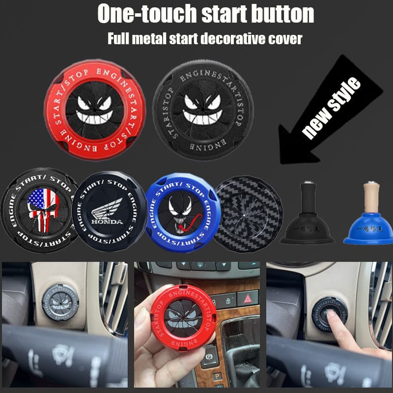 tampa protetora do botão de arranque com um toque da motocicleta Do Botão De Partida Motor , Capa Preta Para , SUV ,