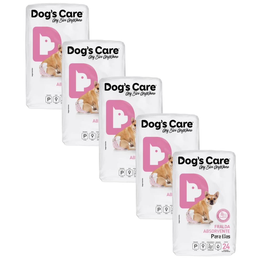 Kit Fralda Higiênica Pet Cães Fêmea Dogs Care Tam P 120 Un