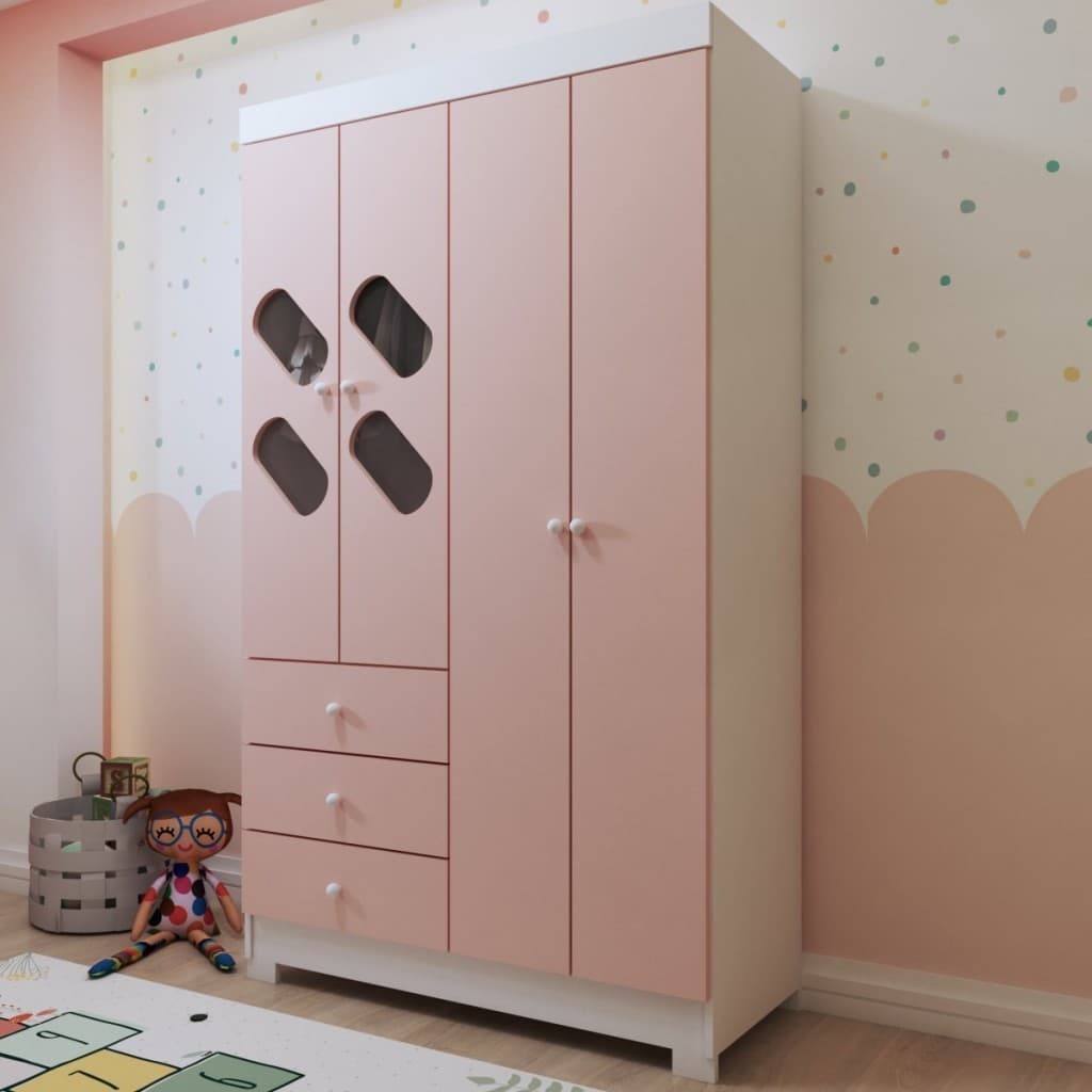 Guarda-Roupa Infantil Escotilha 4 Portas 3 Gavetas
