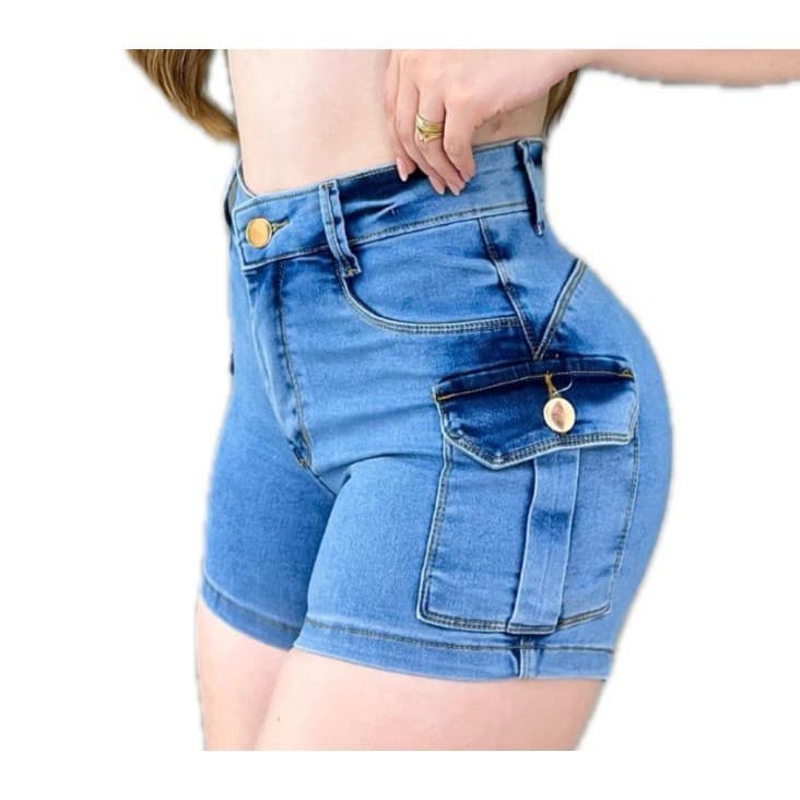 short cargo cintura alta blogueira