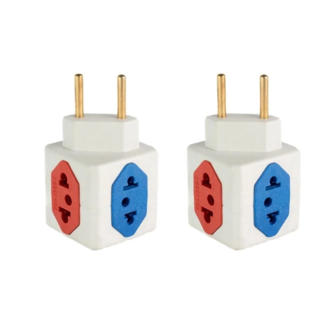 Kit 2 Adaptador Tomada Cubo 4 Entradas Benjamin 10 A Dado