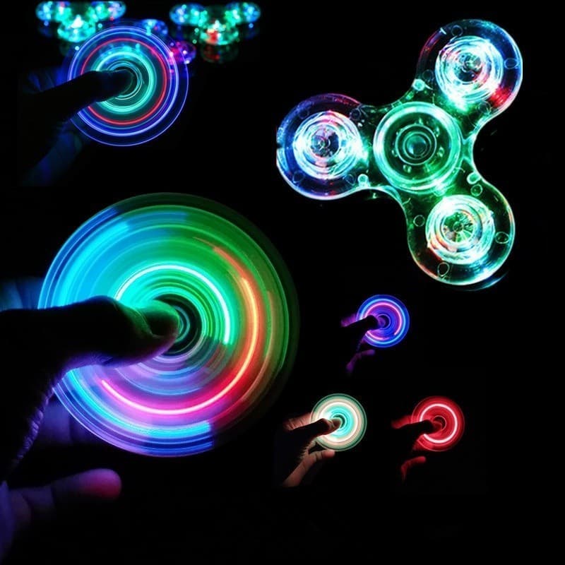Luz LED Luminosa Fidget Giratória De Mão Em Escura EDC Figet Spiner Finger Stress Alívio De Brinquedos