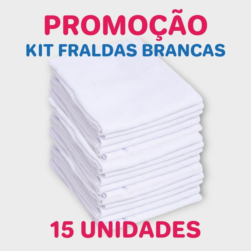 Kit Fralda de Pano Bebê 15 Unidades 60x60cm-Minasrey