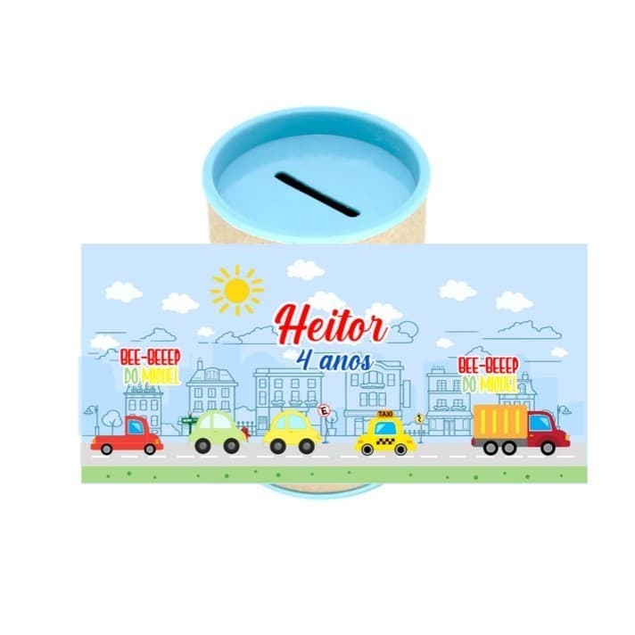 10 Cofrinhos Personalizados Festa Meios de Transportes