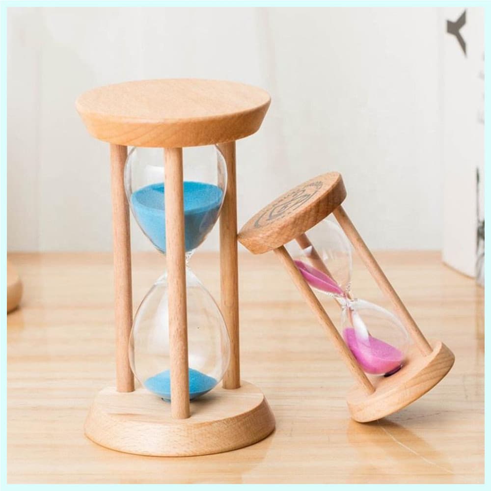 3/5 Minutos Ampulheta Redonda De Madeira Tempo Criativo De Vidro Ornamento Presentes De Cozinha Para Crianças