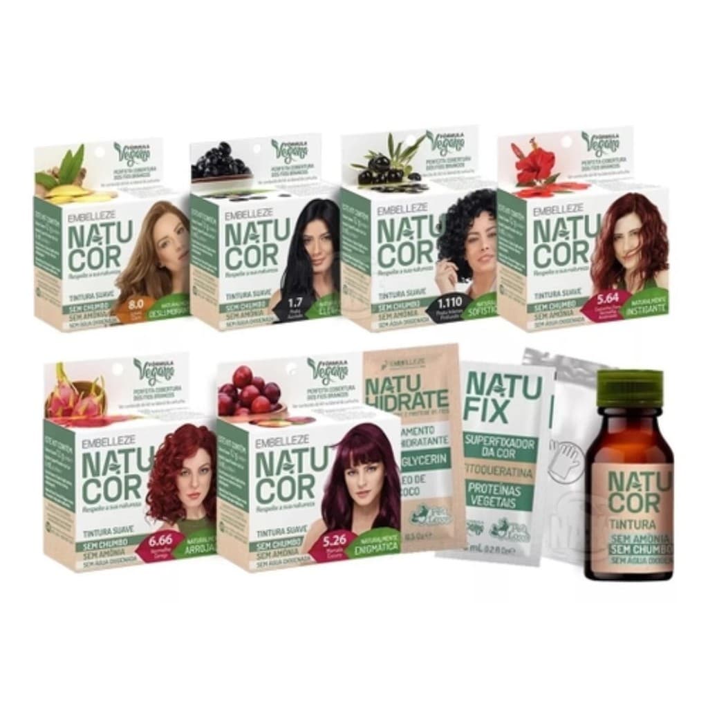 Kit com 4 Tinturas Embelleze Natucor Coloração Suave Sem Amônia
