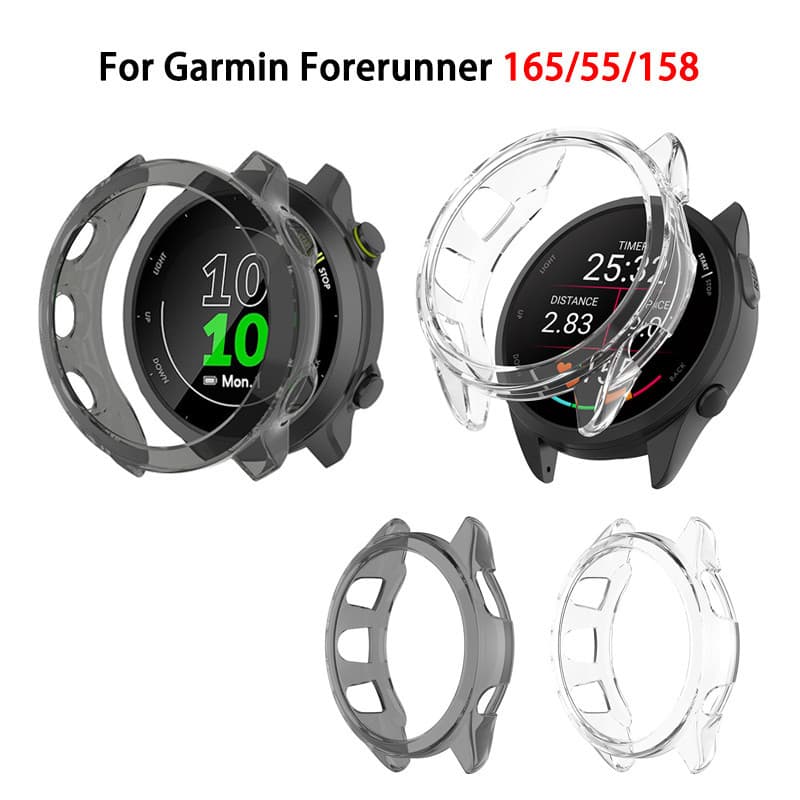 Capa Protetora Transparente TPU Ultra-Fina Resistente A Arranhões Para Garmin Forerunner 165 55 158