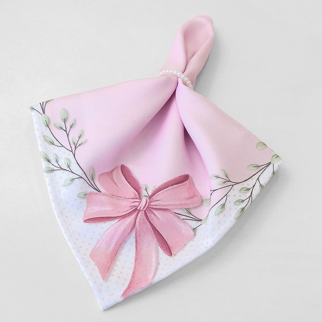 Guardanapo 02 Unidade - Mesa Posta- Coleção Laço Rosé