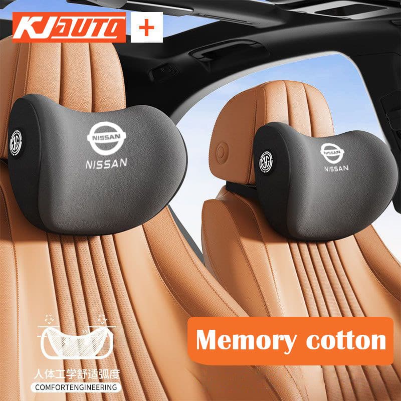 【 Ergonomics 】 Nissan Memória Algodão Para Carro Encosto De Cabeça Acessórios De Decoração Kicks Versa Np300 Navara March Sentra Sylphy Qashqai Teana