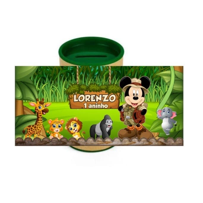 10 Cofrinhos Personalizados Mickey Safari