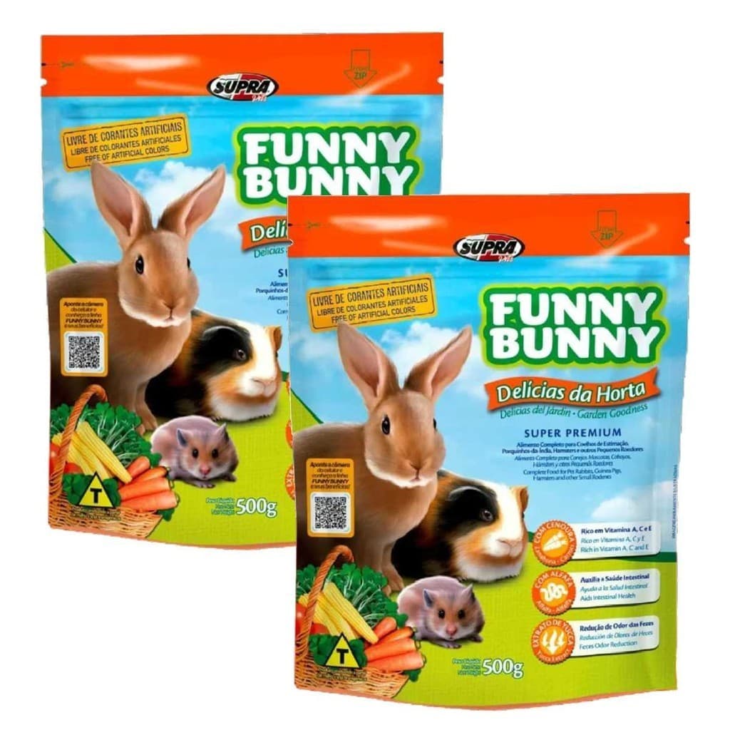 Kit 2 Funny Bunny Delícias Da Horta 500g Ração Para Hamster, Coelhos e Porquinhos Da India