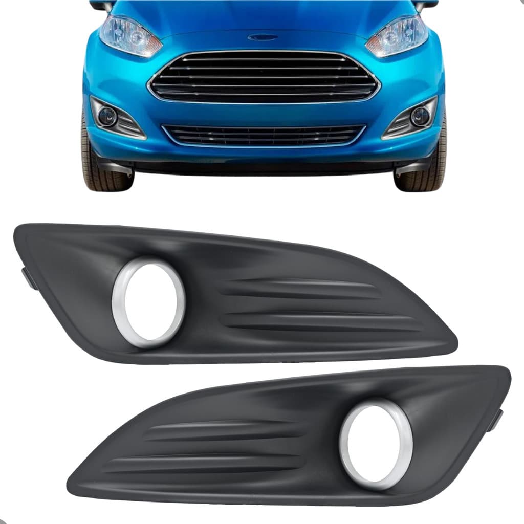 Par Grade Moldura Farol De Milha New Fiesta 2014 2015 2016 2017 Aro Prata