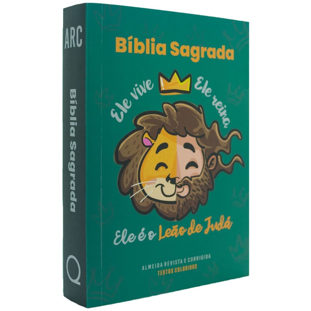 Bíblia Infantil Evangelismo Com Textos Coloridos Arc Almeida Revista E Corrigida Capa Leão De Judá