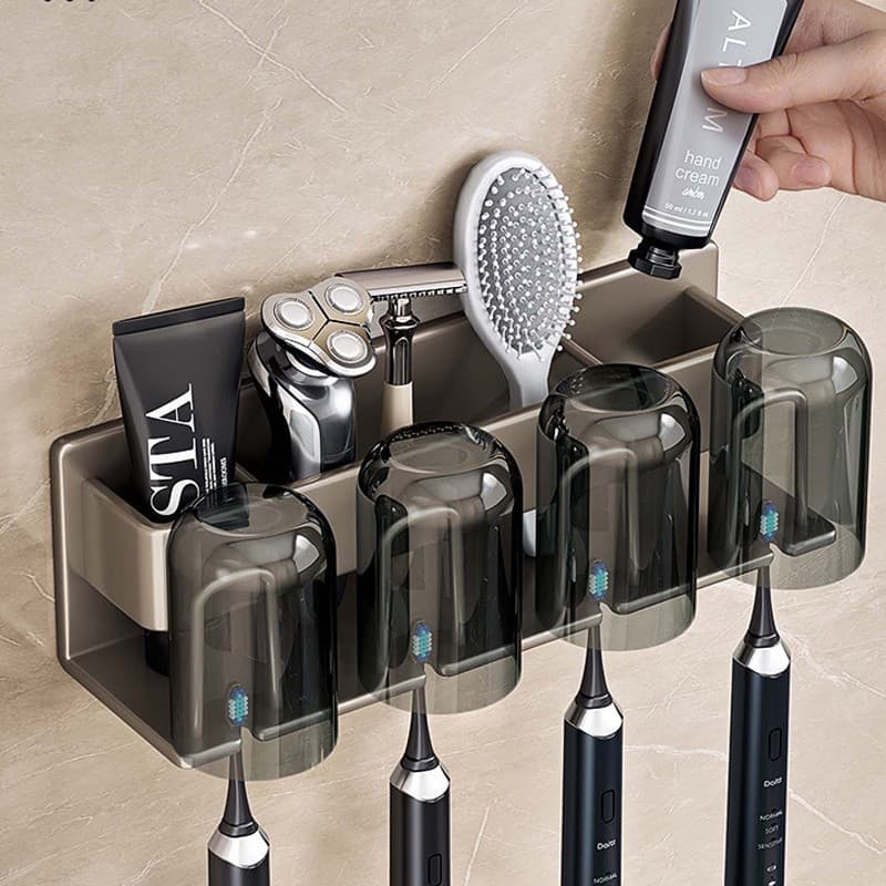 Suporte de escova de dentes para banheiro pretocopo de parede acessórios para banheiro