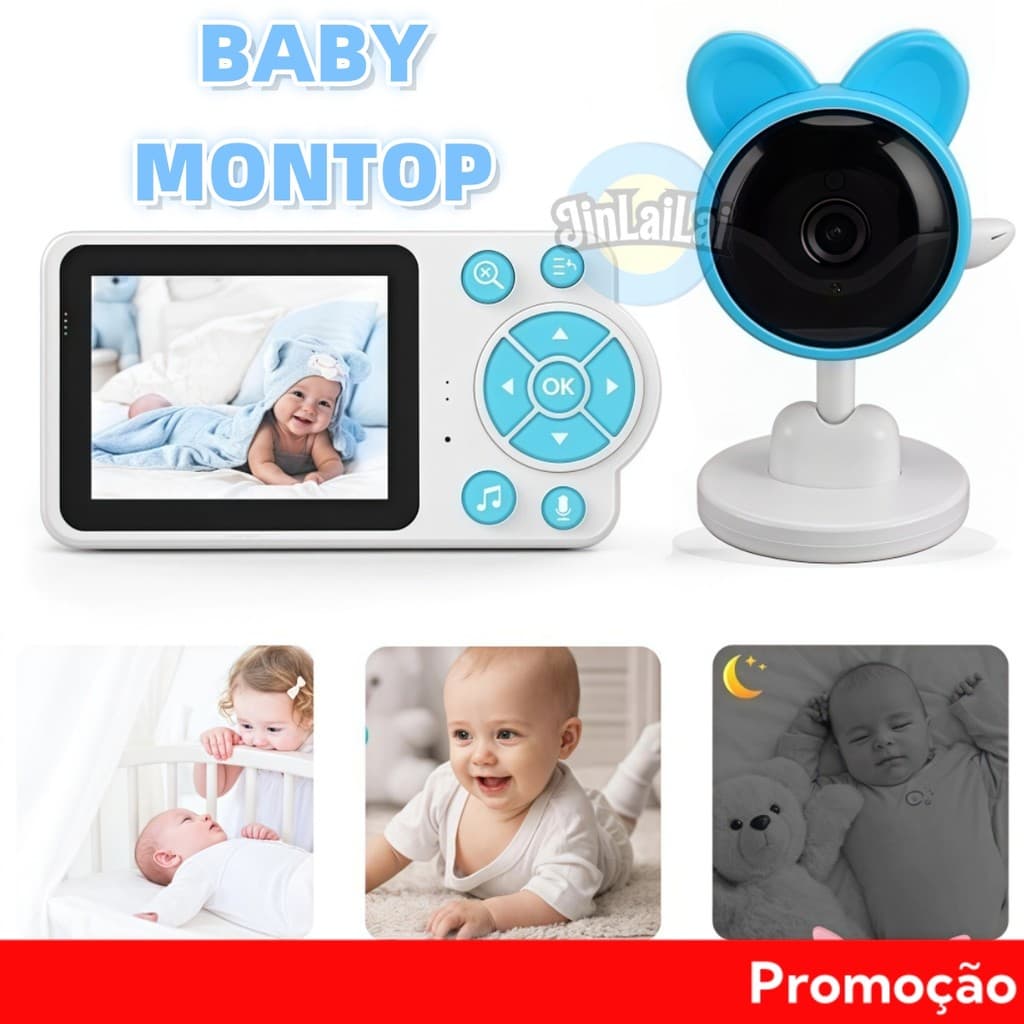 Monitor de Bebê com Vídeo HD Sensor de Temperatura e Visão Noturna Infravermelha