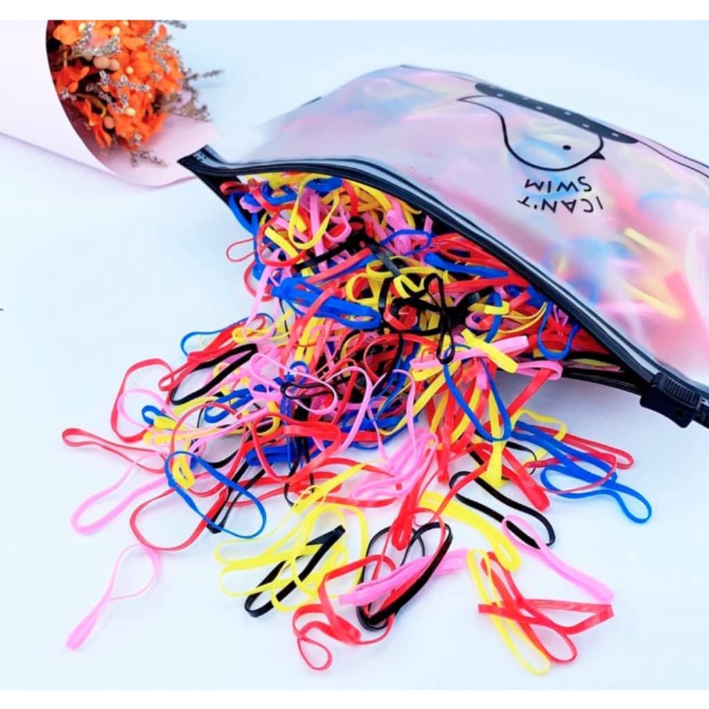 DAGUAN Kit 500 Elastico de cabelo Com Bolsa borrachinha/liguinha rabico de cabelo silicone infantil