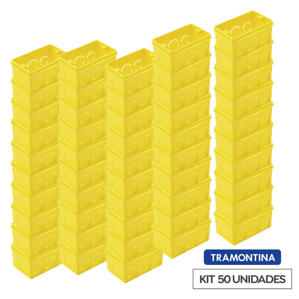 Kit 50 Caixas De PVC 4X2 Retangular Amarela 57500/041 Tramontina