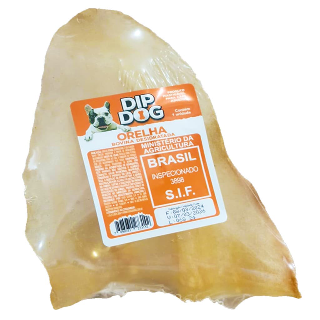 Orelha Bovina Petisco Mordedor Cachorro Desidratado Natural