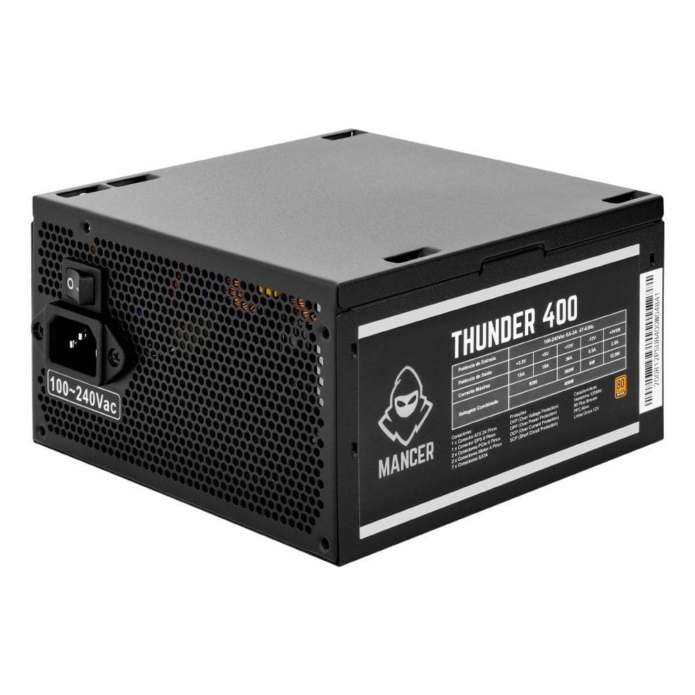 Fonte Mancer Thunder 400W Bronze 80 Plus, MCR-THR400-BL01