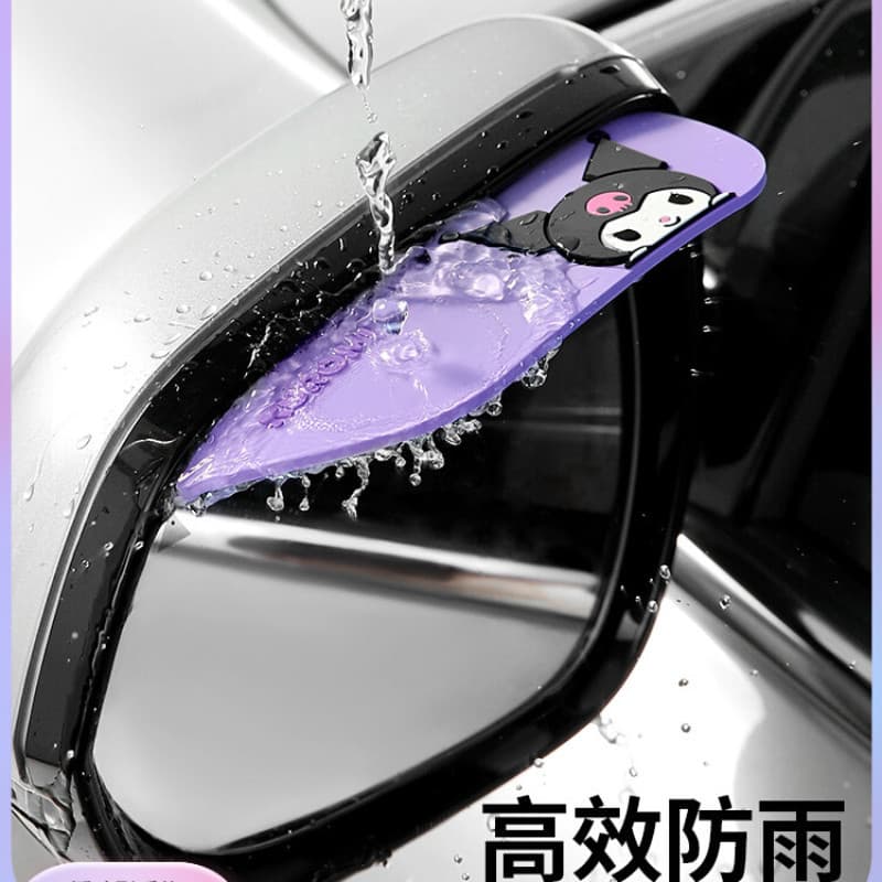 Sanrio Kuromi espelho retrovisor do carro à prova de chuva sobrancelha espelho retrovisor do carro à prova de chuva defl