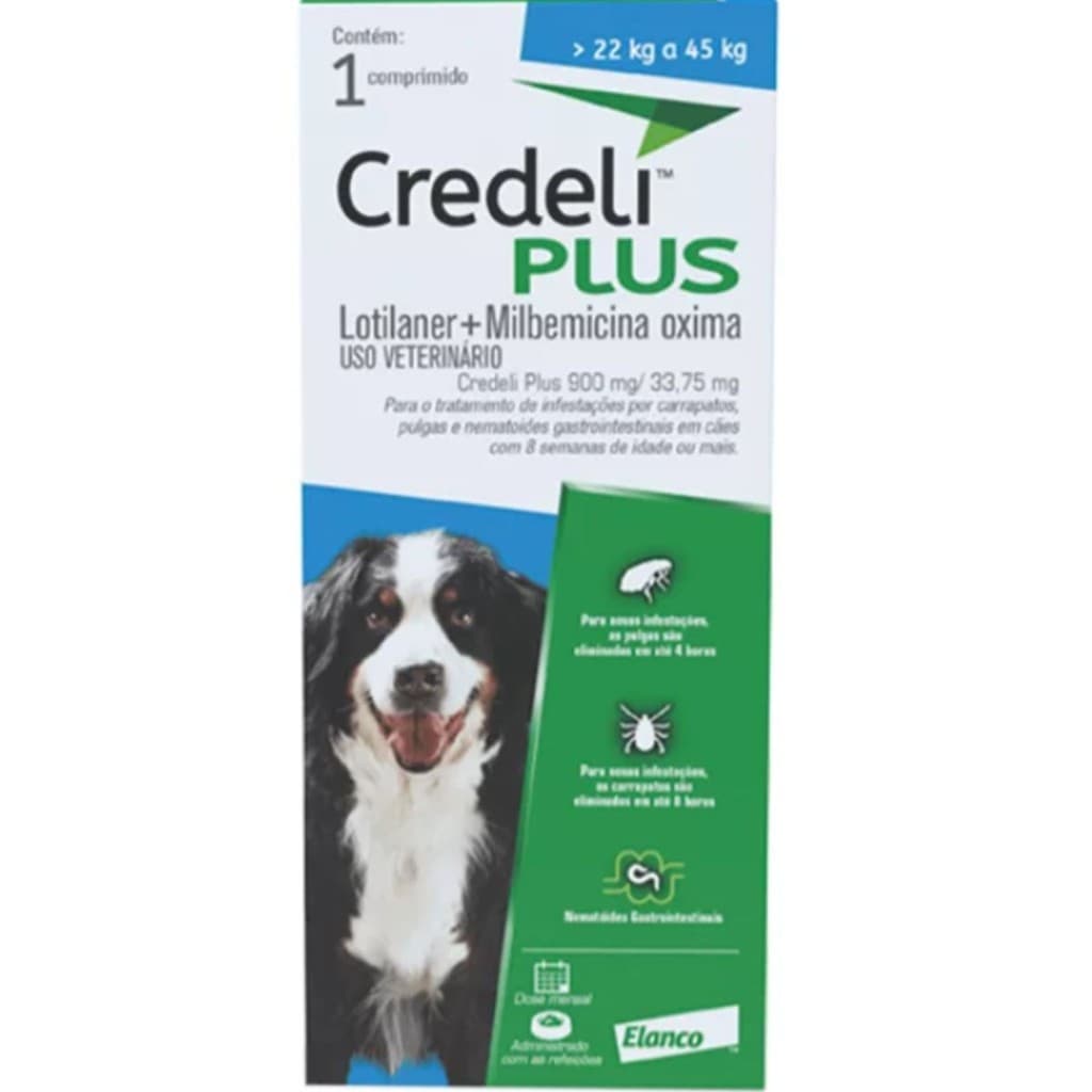 Antipulgas Para Cães 22 a 45 kg Credeli Plus 900 mg 1 Comp.