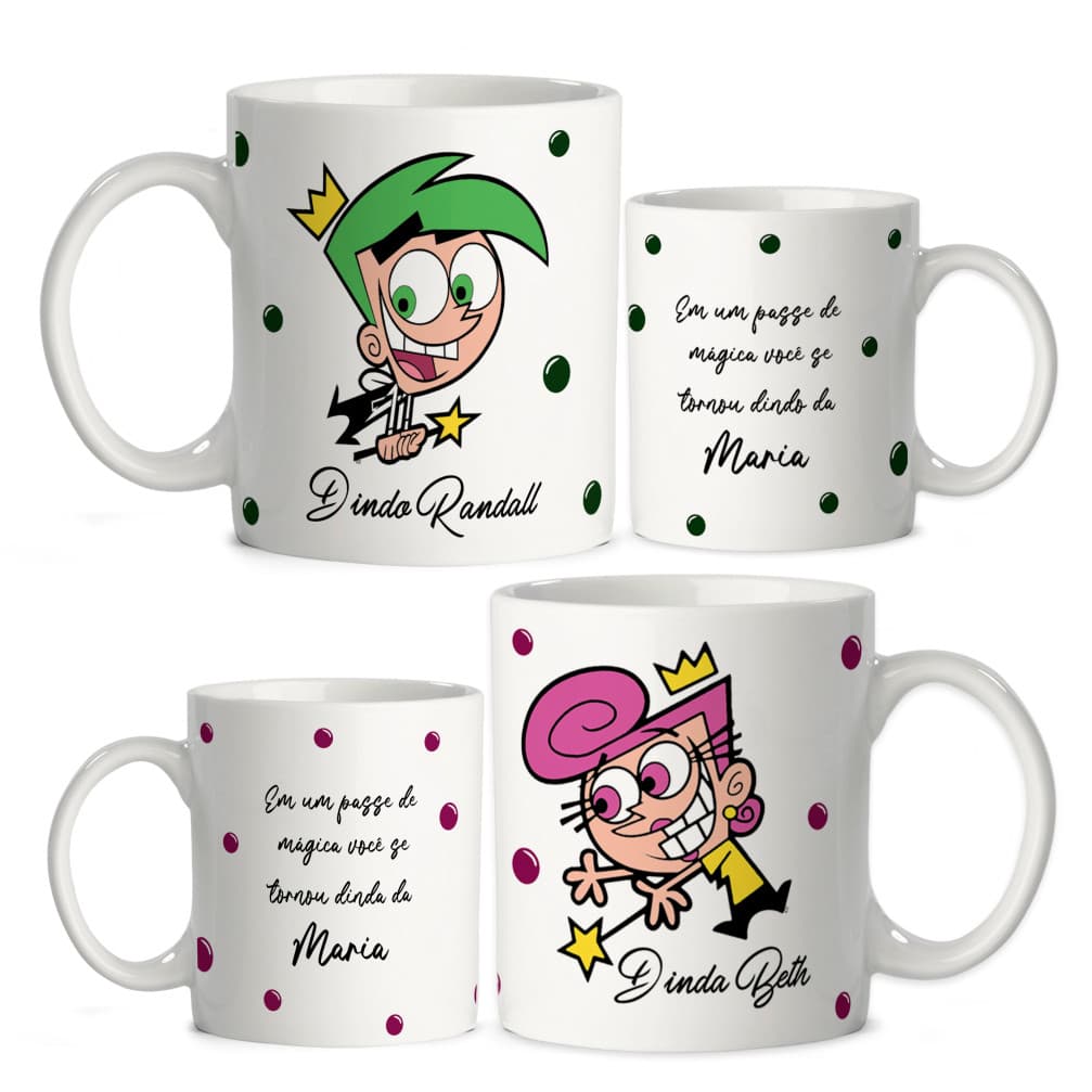 kit 2 Caneca Personalizada Padrinhos Mágicos de Batismo