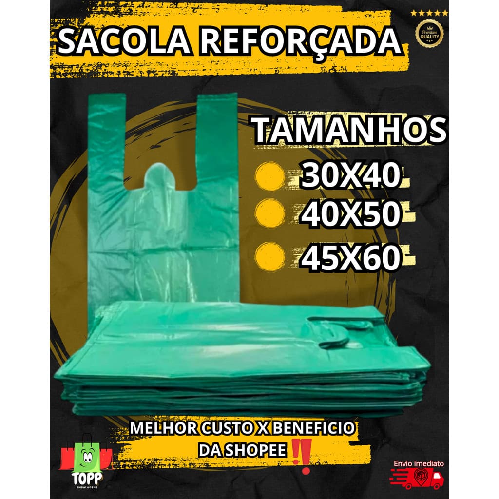 SACOLA PLASTICA VERDE REFORCADA - 30x40 40x50 45x60 - FORTE E RESISTENTE