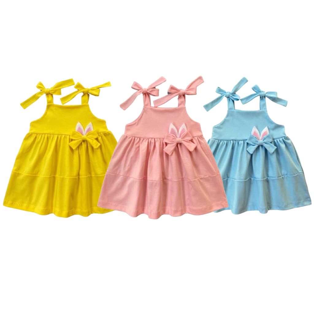 Vestido Páscoa infantil para bebê de 3 meses a meninas de 5 anos confortável modelo princesa