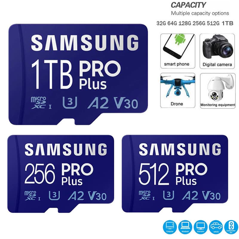 Cartão De Memória De Alta Velocidade Micro SD/TF EVO Plus 128G 256G 512G 1TB Classe 10 UHS-I 32GB 64G Para Gravador De Condução CCTV