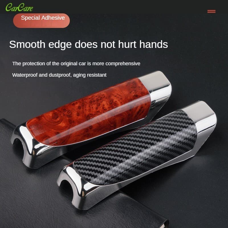 Capa Protetora para Freio de Mão de Carro Padrão de Fibra de Carbono Decoração de Freio de Mão Cor Madeira de Pêssego Ca