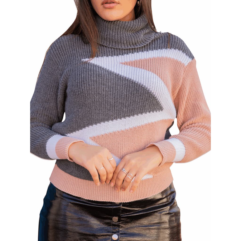 Trico Manga Longa Blusa Suéter Listado Feminino Inverno