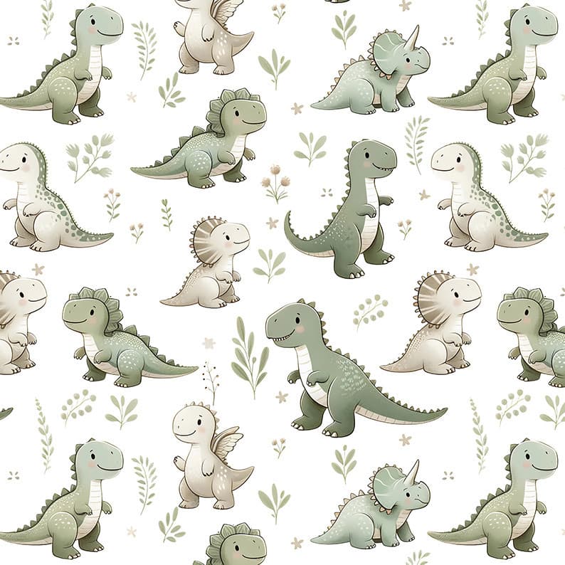 Tecido Flanela Estampado Digital Dinos Fofuras 50cm X 78cm