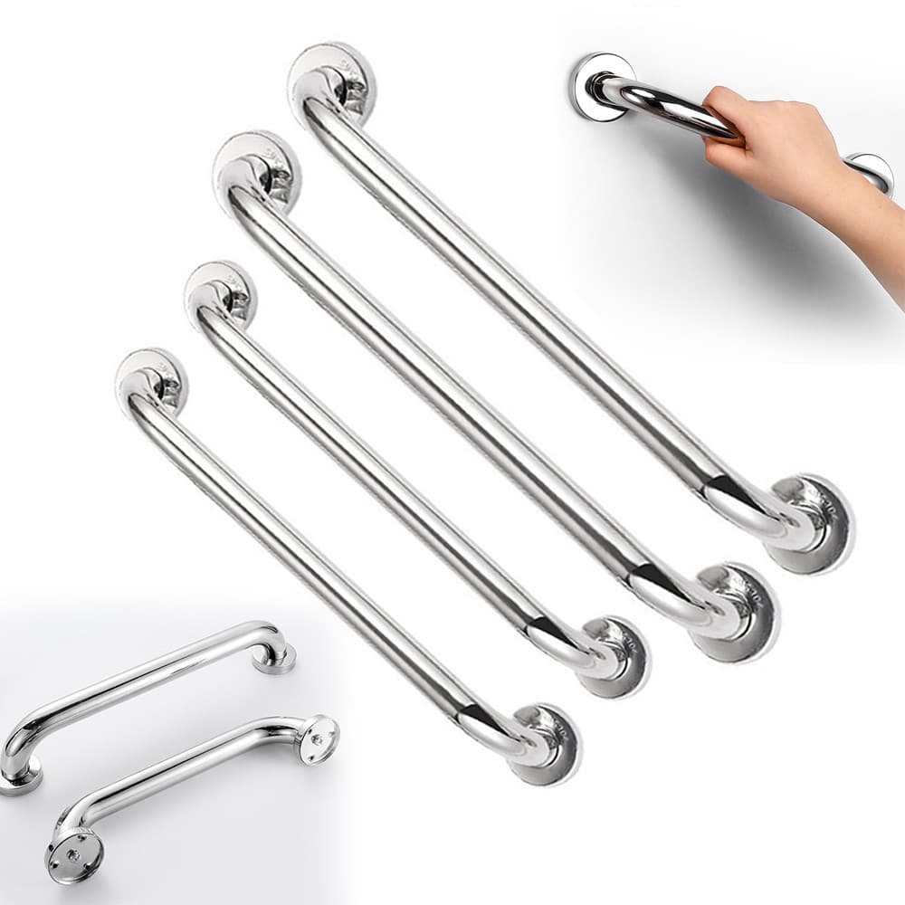 Kit 4 Barra Alça Apoio Corrimão Segurança Banheiro 40cm E 60cm Inox Suporte Pegador Acessibilidade