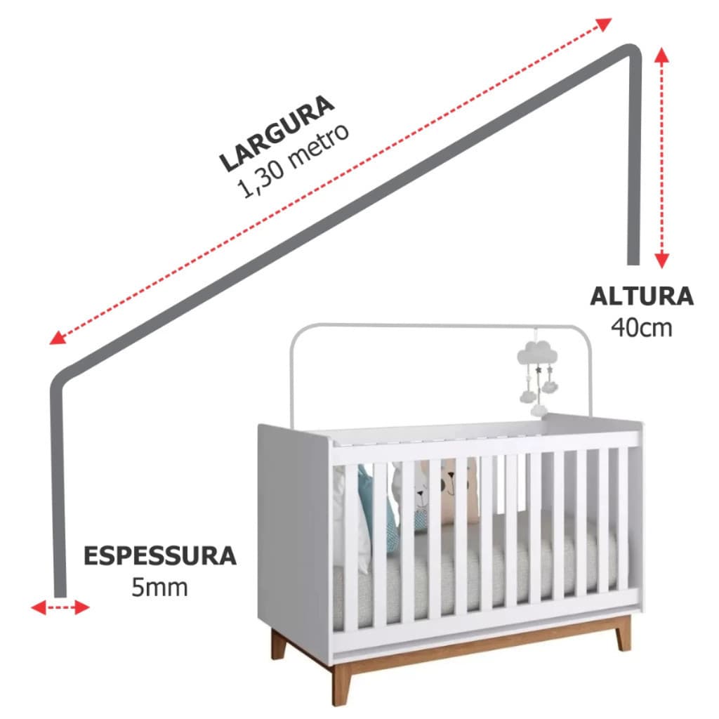 Varão Mosquiteiro Suporte Haste Berço Americano 1,30 Ferro Resistente