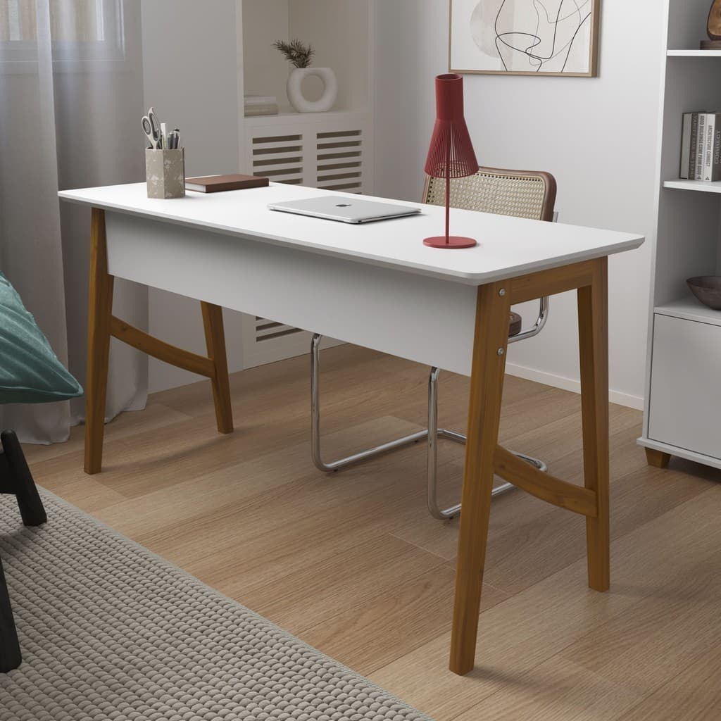 Escrivaninha Taurus Office C/ Pés Em Madeira Maciça 1 Gaveta Patrimar Móveis