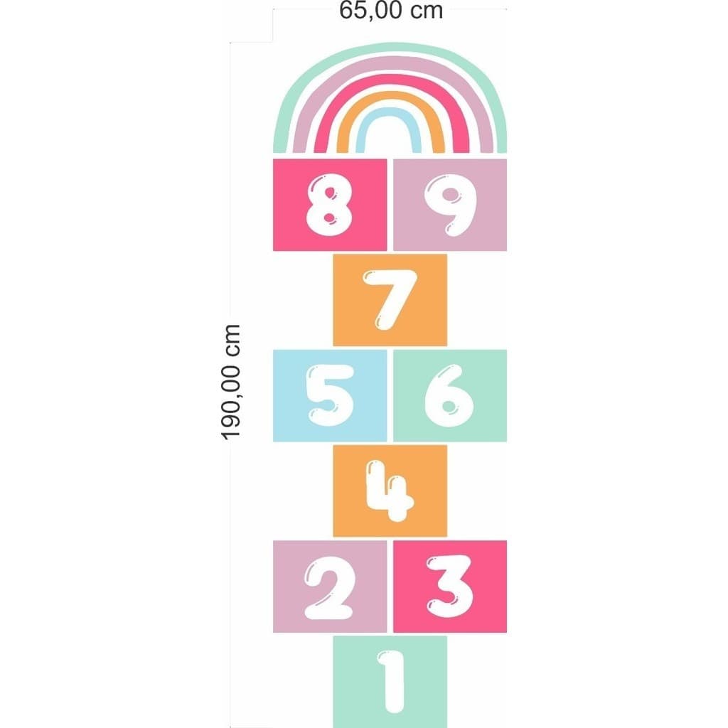 Adesivo Amarelinha Infantil Arco Íris Laminado Chão