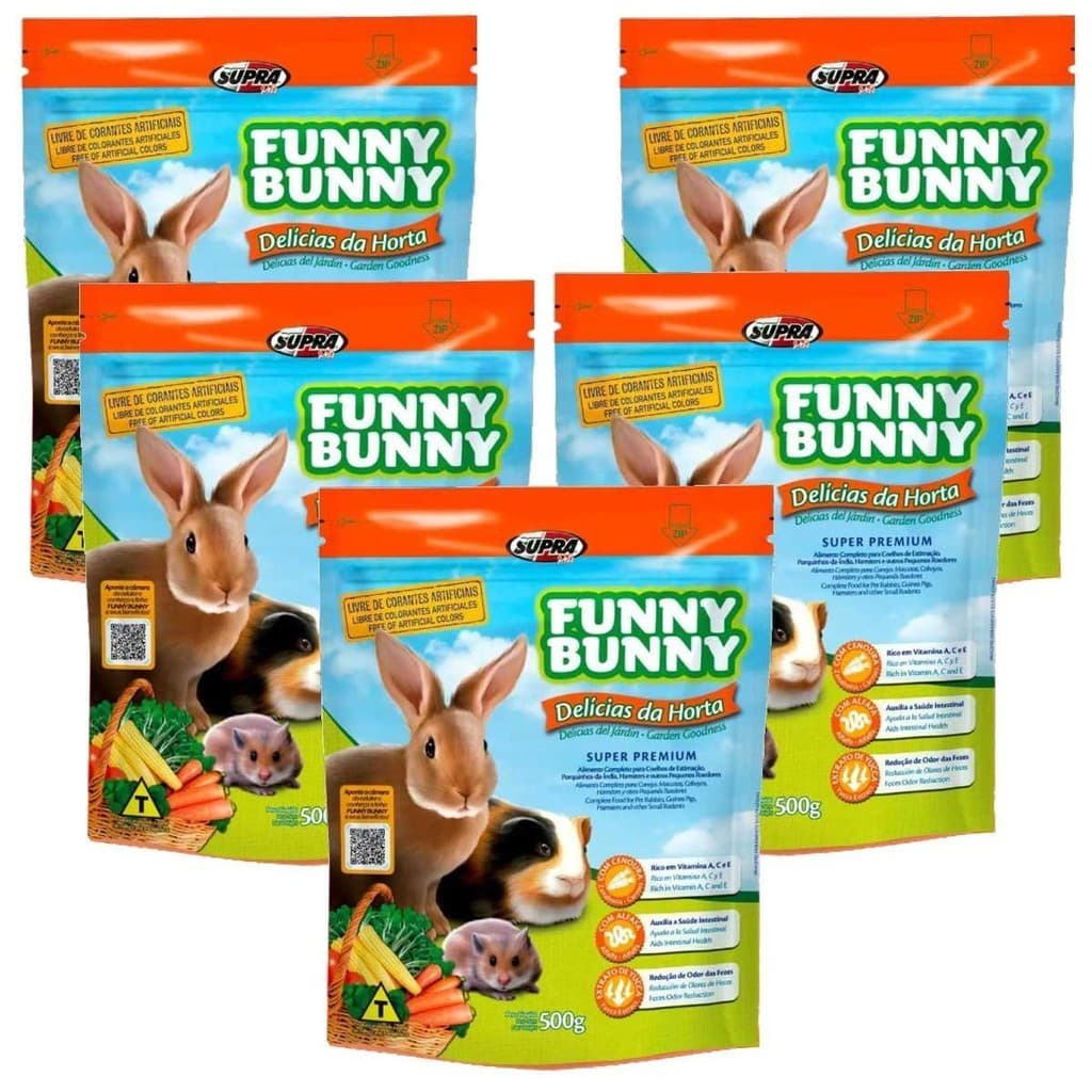Kit 5 Funny Bunny Delícias Da Horta 500g Ração Para Hamster, Coelhos e Porquinhos Da India