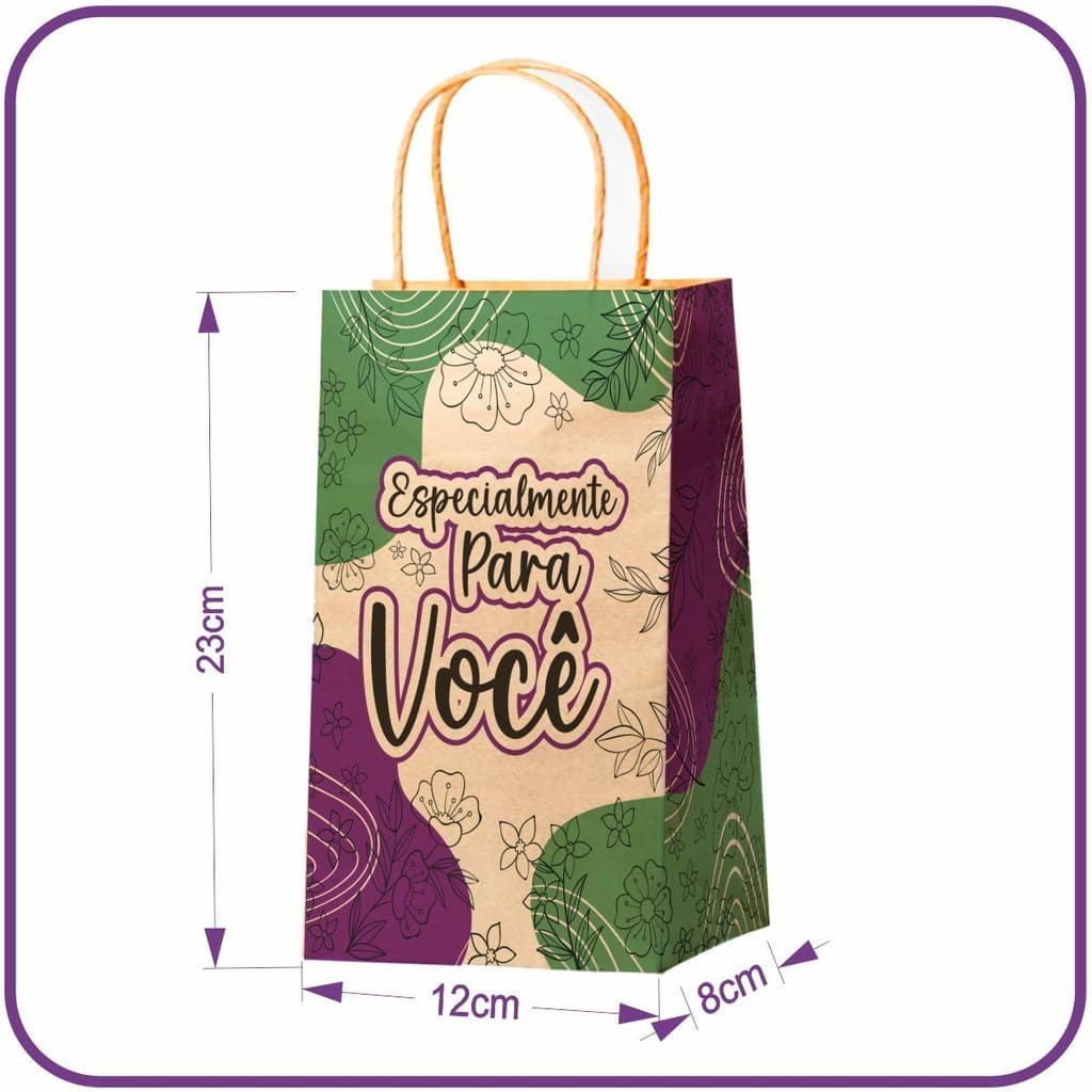 Sacola Kraft Especialmente para Você - 10 Unidades - Mini (12X8X23)
