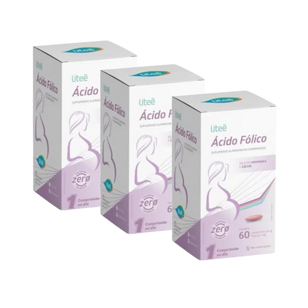 Kit 3 Suplementos De Ácido Fólico E Vitamina E 60 Comp