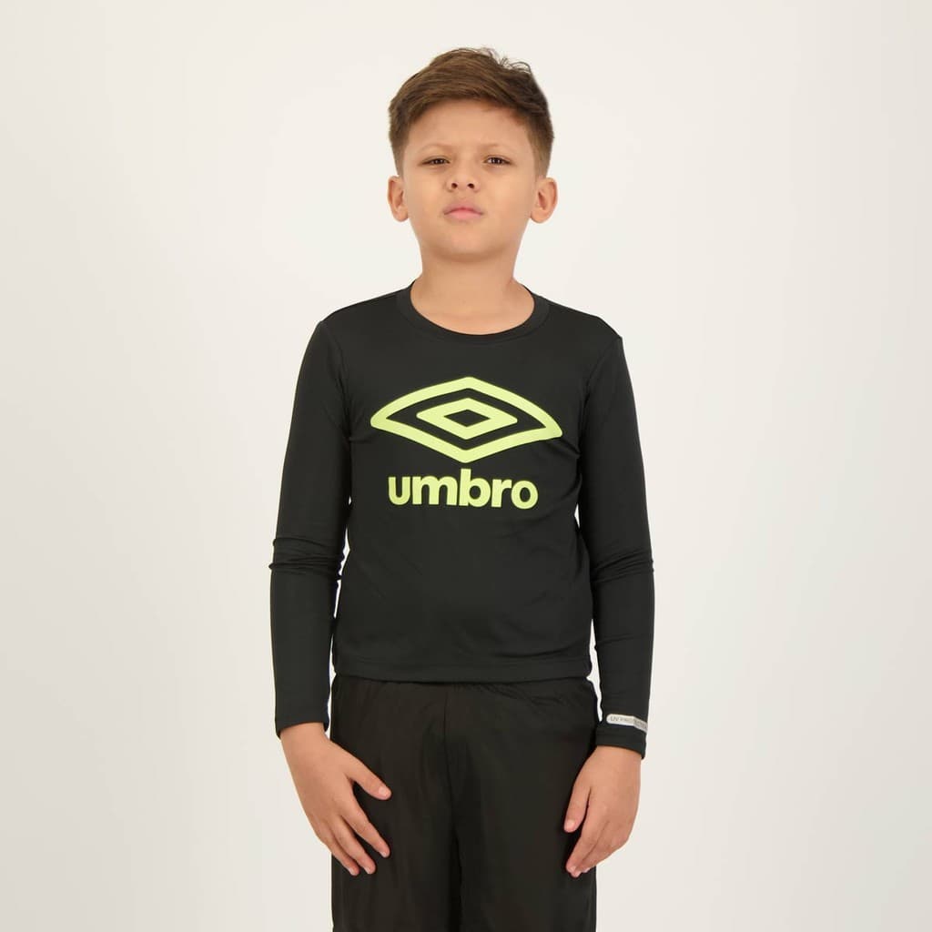 Camisa Umbro Manga Longa Basic UV Juvenil Preta