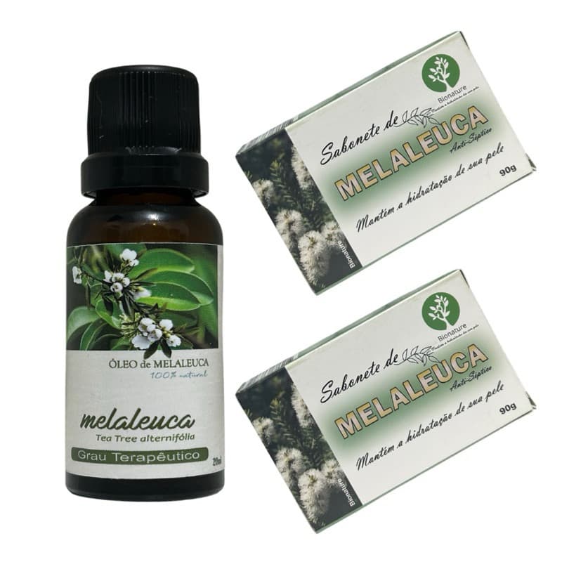 Kit 2/uni sabonete de melaleuca + 1/uni óleo de melaleuca UZZE+
