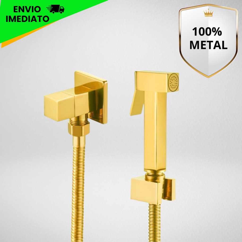Ducha Higiênica Quadrada Metal Inox Chuveirinho Intima Banheiro Luxo Dourada Preta Cromada